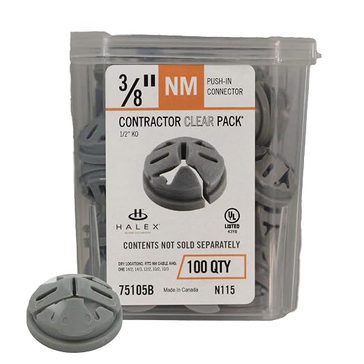 Halex 3/8 in. Non-Metallic Push-in Connector, 1/2 in Knockout, 100-Box | by Halex