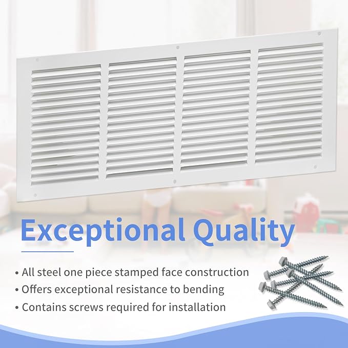 Howeall 24"W x 10"H Steel Return Air Grille, Air Return Vent Cover - Image 2