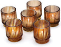 Kate Aspen Vintage Glass Tealight & Amber Votive Candle Holders Rustic Fluted by KateAspen
