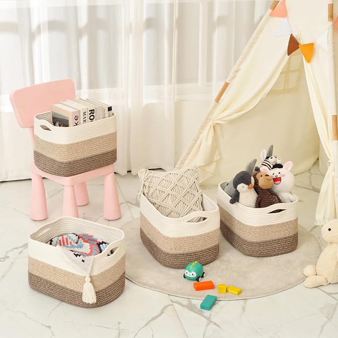 ICERZCZ Storage Baskets for Organizing & Shelves, Woven Cotton Rope - Image 8