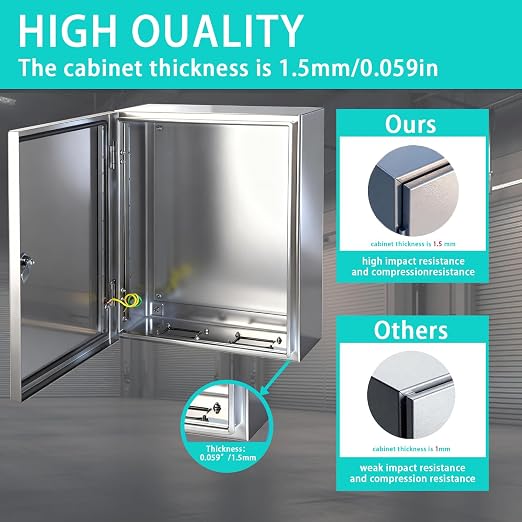 Yongchen Electrical Enclosure 12x8x6 Inch 304 Stainless Steel Enclosure IP66 - Image 2