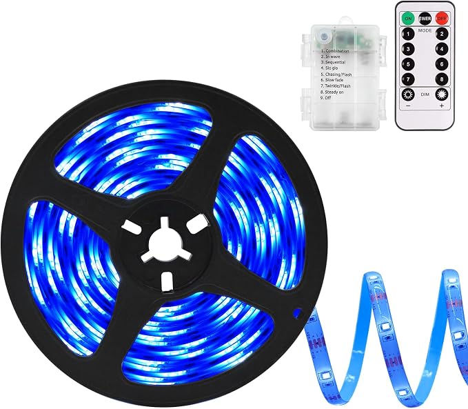echosari Blue Led Strip Lights Waterproof Battery Operated by echosari