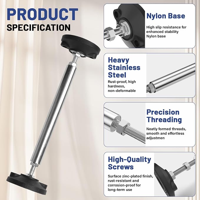 Qivine 2Pcs Telescopic Support Pole, Adjustable 11'' - Image 4