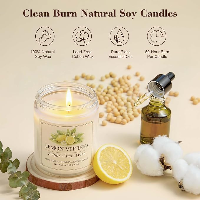 6 Pack Scented Candles Gift Set, 42oz Soy Candles, Jar Candles - Image 4
