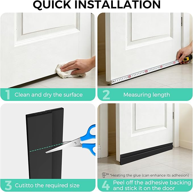 Hojoy Under Door Draft Stopper, Door Weather Stripping Door Seal, 4 Pack | - Image 5