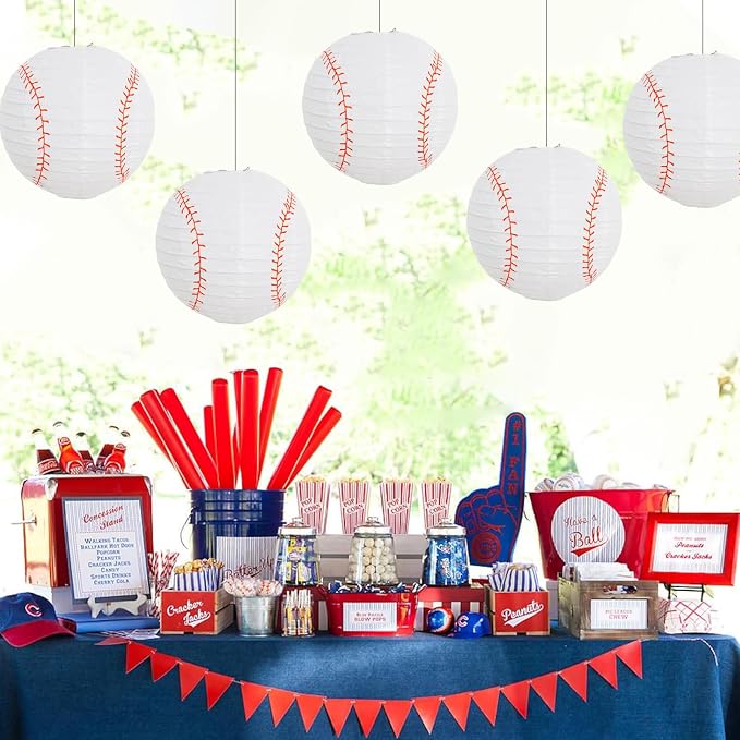 BEISHIDA 8Inch Baseball Paper Lanterns 12Pack Hanging Round Chinese Lantern | - Image 6