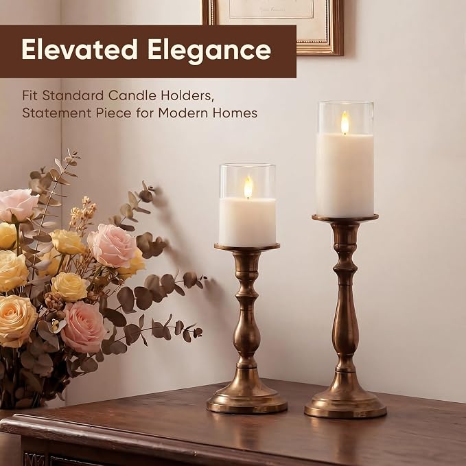 Amagic White Glass Real Wax Flameless LED Pillar Candles - Image 4
