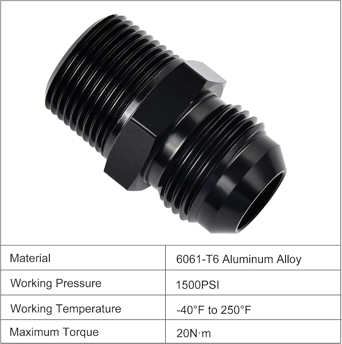 EVIL ENERGY 12AN Male Flare to 1/2" NPT Pipe Fitting Adapter Aluminum Straight - Image 3