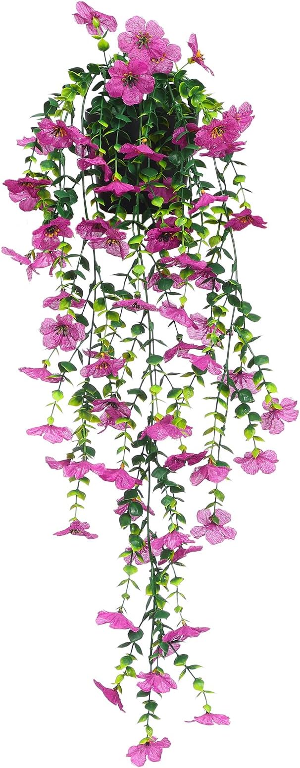 Fake Plants Hanging Artificial Potted Faux Eucalyptus Plants and Flowers | by FAVOWREATH