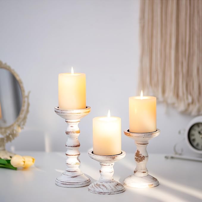 Romadedi Wood Candle Holders for Pillar, Farmhouse Decor, for Mantle, Dinning & - Image 9