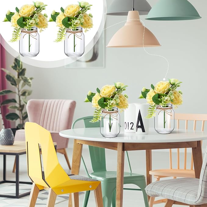 XunYee 10 Set Mason Jars for Centerpieces, Gypsophila Rose | Mason Jar Flower - Image 6