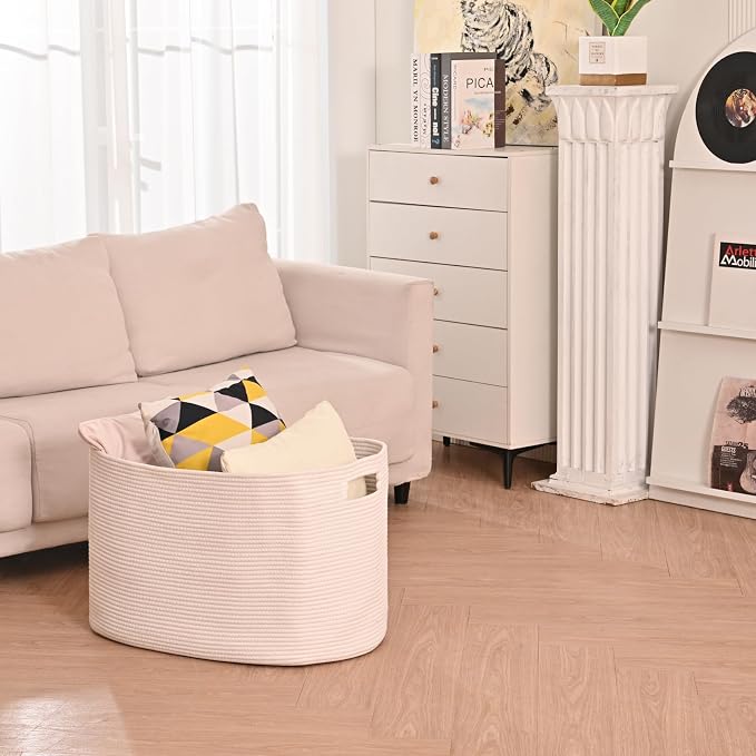 ICERZCZ White Laundry Basket, Blanket Baskets - Image 6