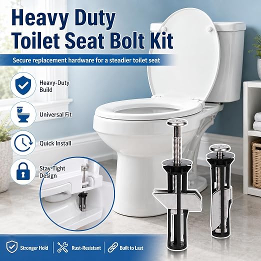 Heavy Duty Toilet Seat Fastener Bolt Kit, Universal Toilet Seat Bolts Kit - Image 2