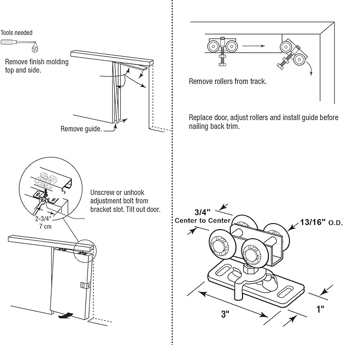 13/16" Pocket Door Ball Bearing Hangers Fit Kenna-Frame, Crawford & Press-Rite - Image 3