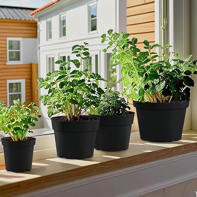RooTrimmer 4/6/8 Inch Black Plant Nursery Pots, 15 Pack, Thickened Plastic - Image 6