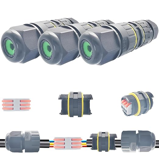 CESFONJER 3 Pcs IP68 Waterproof Junction Box 2/3 Way Line M25 Extension by CESFONJER