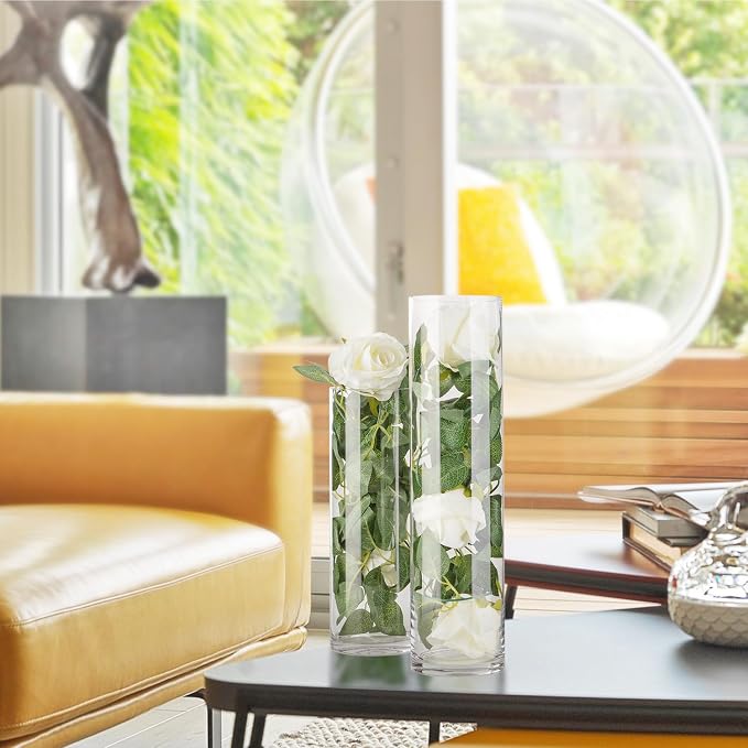 WGVI Quality Thick Weighted Clear Cylinder Glass Vases, Flower Arrangement - Image 7