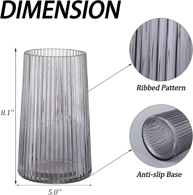 Black Glass Vase for Flower, Flower Vase for Bouquet, Modern Glass Vases - Image 7