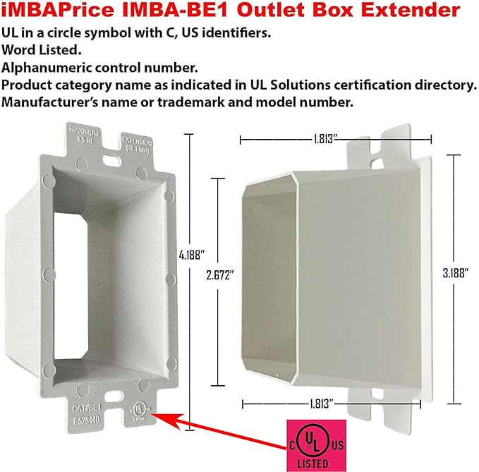 iMBAPrice IMBA-BE1 1-Gang Non-Metallic Electrical Power Outlet Box Extender - Image 2