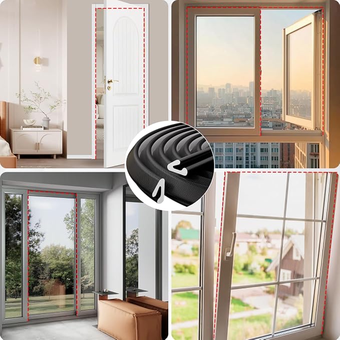 V Shape Thin Foam Weather Stripping Door Frame Seal Strip 19.7FT Black | Draft - Image 8