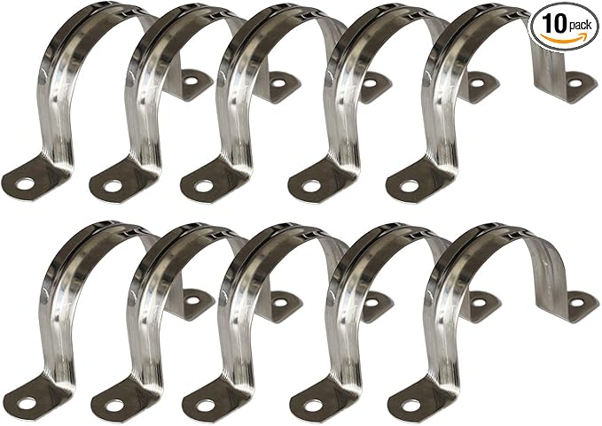 AKIHISA Pipe Clamps, 304 Stainless Steel 2 Hole Pipe Bracket, ID 4 5/7Inch by AKIHISA
