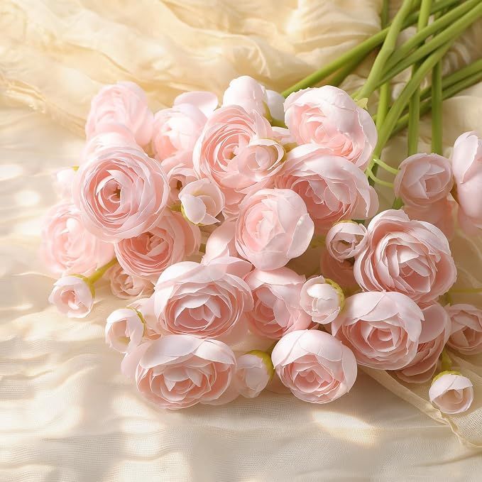 Alupssuc 30Pcs Ranunculus Artificial Flowers Faux Silk Mini Flowers Indoor | - Image 8