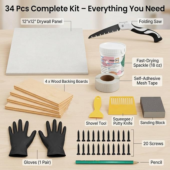 60 Pcs Drywall Repair Kit for Large Holes, 12x12 Drywall Patch Kit - Image 8