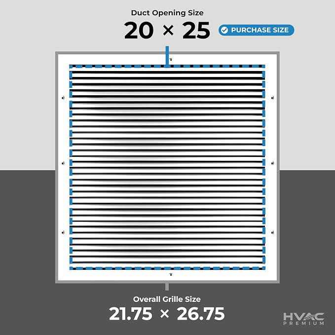 HVAC Premium 20'' X 25" Aluminum Return Grille - Image 2