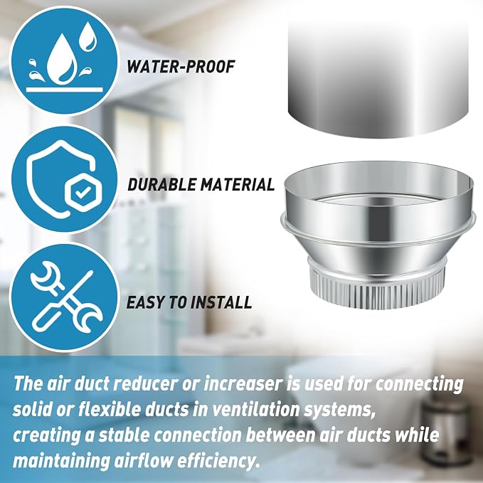 1 Pcs 7 Inch to 6 Inch Duct Reducer Increaser | Galvanized Steel Air Duct - Image 5