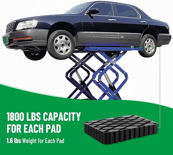 Solid Rubber Auto Lift Pads, 6-1/3" x 4-3/4" x 1" | 4 Pack Anti-Skid Lift Block - Image 3