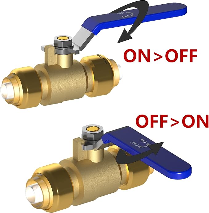 Hourleey 2 Pieces 1/2 Inch Push-Fit Full Port Ball Valve - Image 3