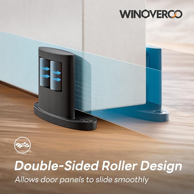 4Pack Sliding Barn Door Bottom Floor Guide, Double-Sided Roller Design - Image 3