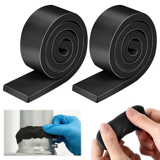 2 Pack Moldable Silicone Putty Black Solid Roll | 1.5 ft x 1 in Non Hardening by ElectricWise