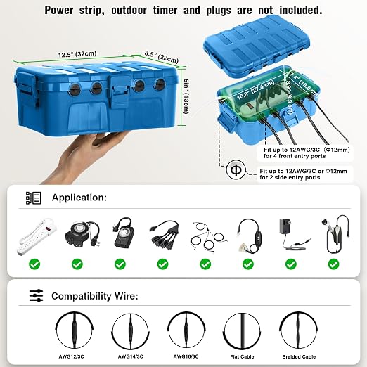 Flemoon Large Outdoor Electrical Box, Waterproof Extension Cord Cover | Inner - Image 2