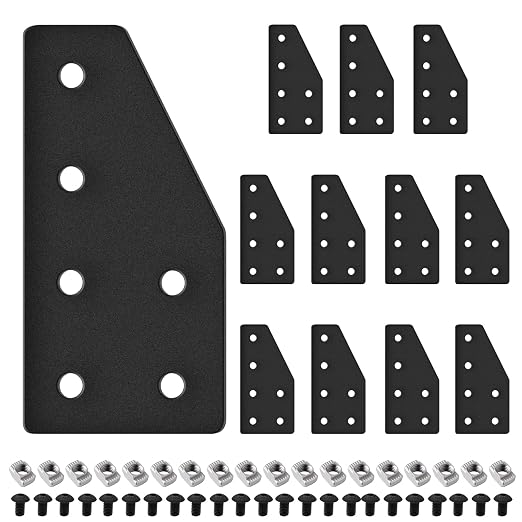 12pcs 2040 Joint Plate Connector Corner L Bracket 6-Hole Black | 2040 V Slot by SeekLiny
