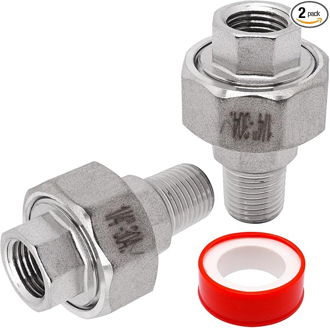 2PCS Cast Pipe Fittings Union, 1/4" NPT Male x 1/4" NPT Female 304 Stainless by SSYDIEN