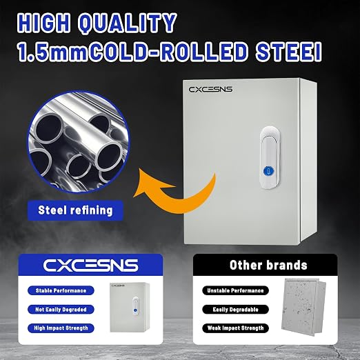 Electrical Junction Box 12x8x6, NEMA 4X IP66 Steel Enclosure Box | 1.5mm steel - Image 3