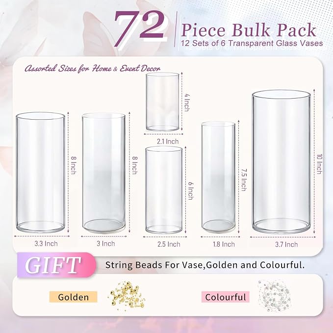 72pcs Glass Vase Cylinder Vases - Image 2