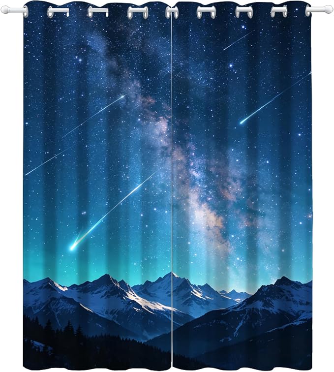 Starry Sky Curtain, Snow Mountain Meteor Shower Curtains - Image 4
