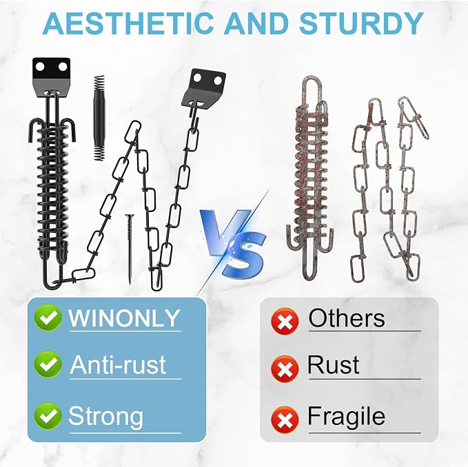 Screen Door Chain for Door Spring 2 Pack Storm Door Closer for Wind Safety | - Image 4