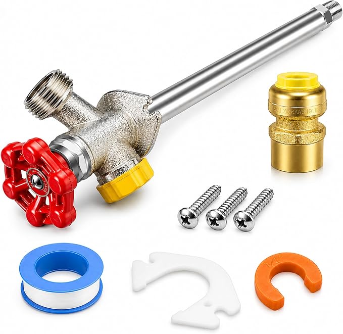 8 inch Anti-Siphon Frost Free Sillcock, No Lead Brass Frost Proof Outdoor by Designedforabetterlife