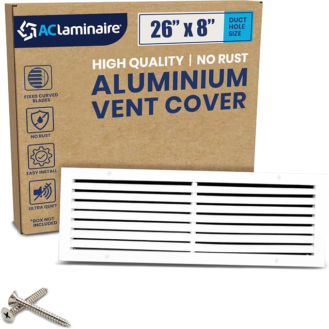26x8 Aluminum Wall Ceiling Air Return Vent Cover HVAC Rustproof Grille by ACLAMINAIRE