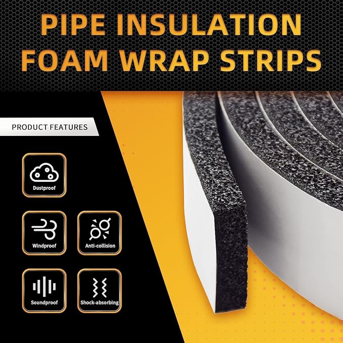 Pipe Insulation Wrap 2" Wide X 32.8 Ft Outdoor Foam And Foil Pipe Wrap - Image 4