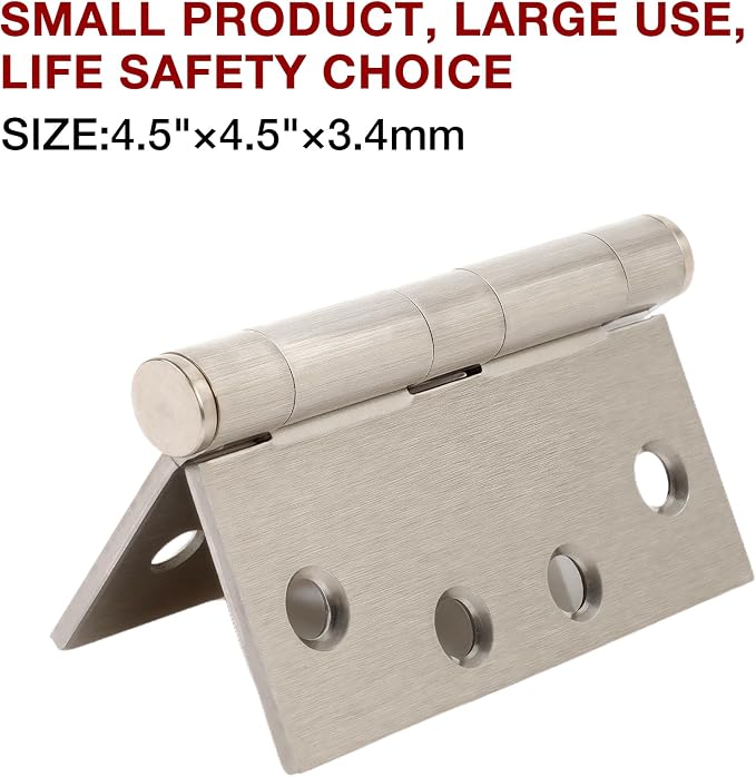 TDCHINGES Heavy Duty Brushed Nickel Door Hinges 4.5" x 4 1/2" Satin Square | 1 - Image 6