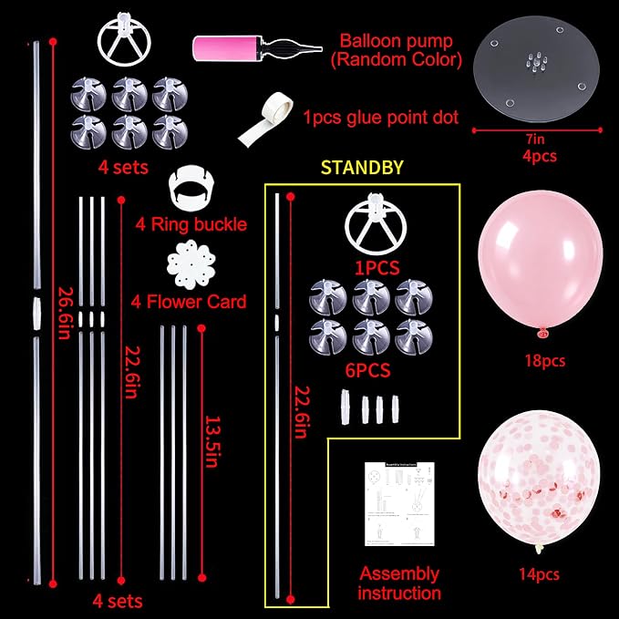 TONIFUL 4 Set Pink Balloon Stand Balloon Centerpieces - Image 2