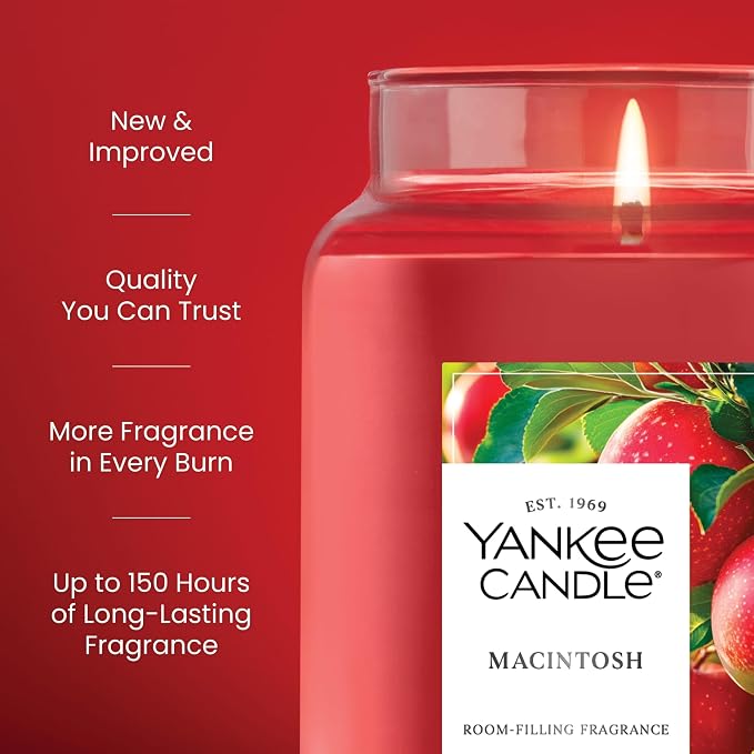 Yankee Candle Macintosh, Fall Scented Candle, 22oz Large Jar - Image 3