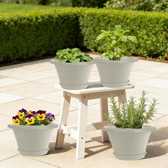 Quarut 12 Inch Pots for Plants, 4 Pack Large Flower Pots - Image 6