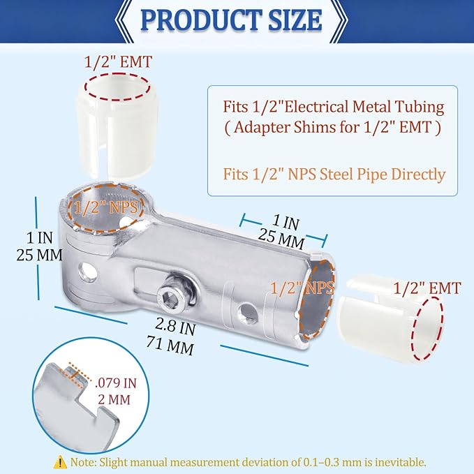 10 Sets T Pipe Connectors Fits 1/2" EMT Conduit & 1/2" NPS Steel Pipe | - Image 2