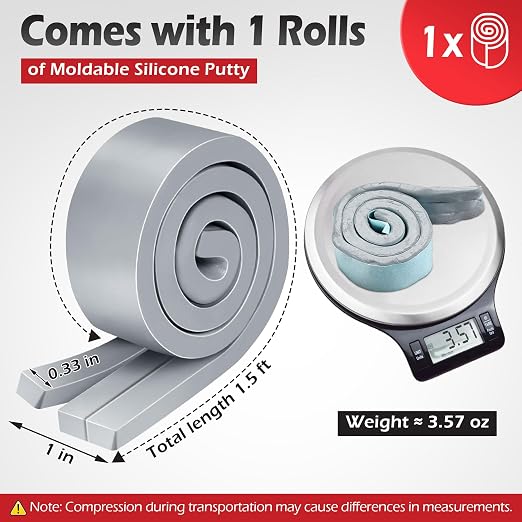 1 Pack Moldable Silicone Putty Grey Pre-Cut Strips | 1.5 ft x 1 in Non - Image 2