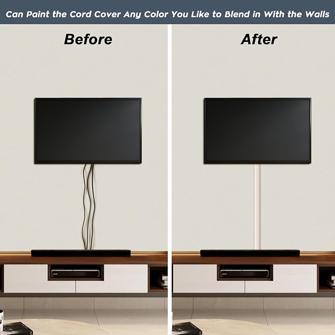 PVC Cord Hider Cable Management Wall, 62.8in TV Cable Hider | Paintable Cable - Image 6